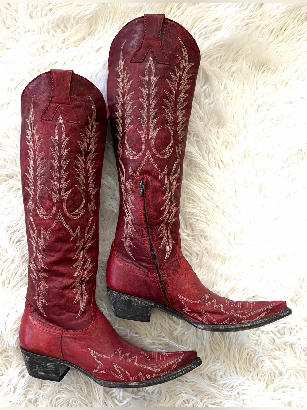 Old Gringo Women’s Mayra Red Tall Embroidered Cowboy Boots Snip Toe Size 9 - Picture 4 of 12